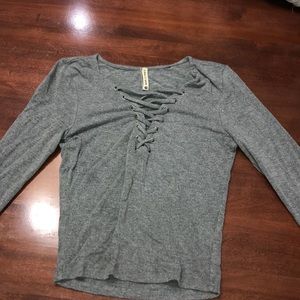 Cropped lace up long sleeves